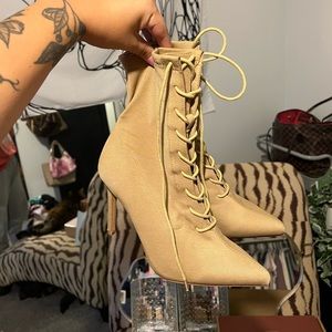 Lace-up Tan Booties